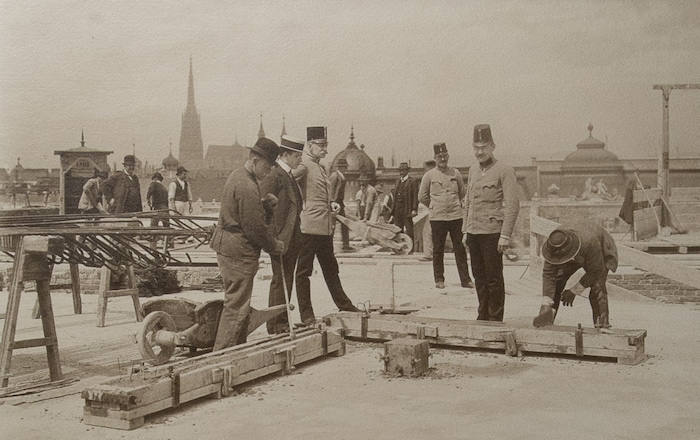 Bauarbeiten am Kriegsministerium, Wien, 1911, im Auftrag der Firma Porr