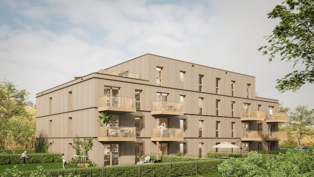 So sollen leistbare Mehrfamilienhäuser mit den drei Wohnungstypen nach dem Strabag-System ...