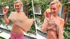 Bella Hadid hat sommerlich gekleidet auf Instagram ihren neuen Duft vorgestellt.