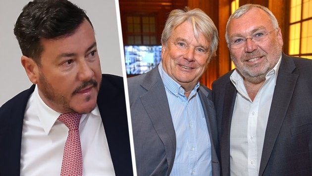 Freundschaft! Alfred Gusenbauer (re.) war zugleich für René Benko und dessen Investor Hans Peter ...