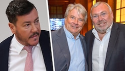 Freundschaft! Alfred Gusenbauer (re.) war zugleich für René Benko und dessen Investor Hans Peter ...