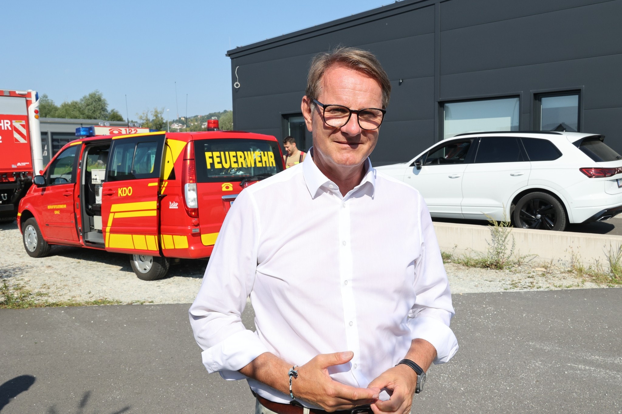 Der Hartberger Bürgermeister Marcus Martschitsch war vor Ort.