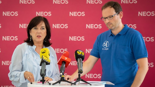 NEOS-Klubobfrau Birgit Obermüller und Marc-André Leitgeb-Mayer, Facharzt für Allgemein- und ...