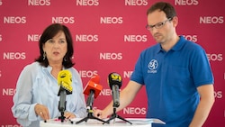 NEOS-Klubobfrau Birgit Obermüller und Marc-André Leitgeb-Mayer, Facharzt für Allgemein- und ...
