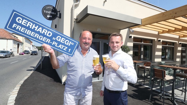 Bürgermeister Ivan Grujic widmete der Gastro-Legende „Gegi“ den Straßennamen zur Erinnerung.