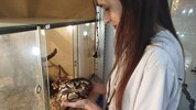 Barbara Ferber mit einem ihrer Schützlinge im Tierheim „Leo of Hope“ 