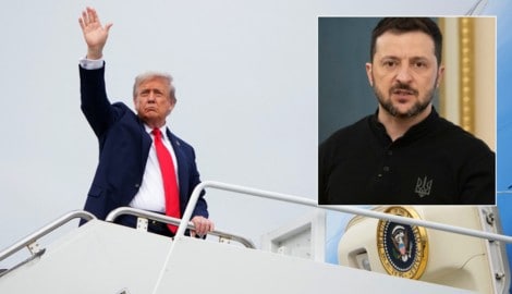 Selenskyj kündigte nach einem etwa einstündigen Telefonat mit Donald Trump (l.) am Samstag ein ...