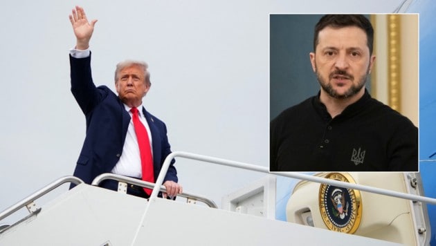 Selenskyj kündigte nach einem etwa einstündigen Telefonat mit Donald Trump (l.) am Samstag ein ...