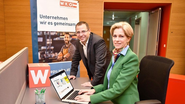 Burgenlands Wirtschaftskammerpräsident Wirth und EPU-Landessprecherin Daniela Jagschitz