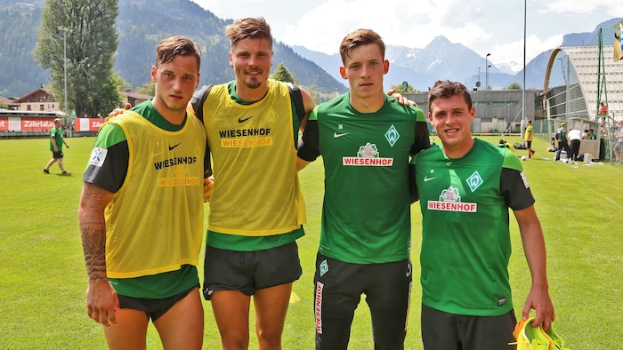 (von links) Marko Arnautovic, Sebastian Prödl, Richard Strebinger und Zlatko Junuzovic bei ...
