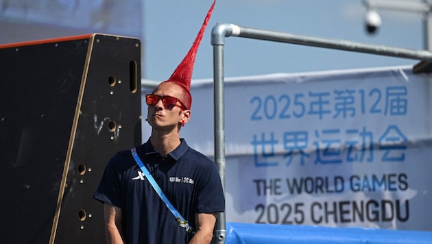 Dieser Referee machte bei den World Games in Chengdu seinen Job beim Parkour.