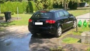 Ein Passant filmte die Frau dabei, wie sie am Samstag ihren Audi am Annabichler Friedhof wusch.