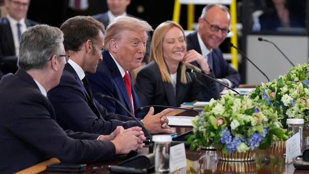 Beim eher künstlich gebräunten Trump sticht der Kontrast zwischen Gesicht und Ohr besonders ins ...