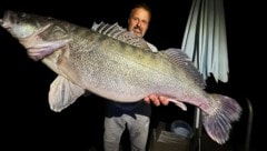 Fischzüchter Johann Poganitsch mit dem knapp neun Kilo schweren Zander.