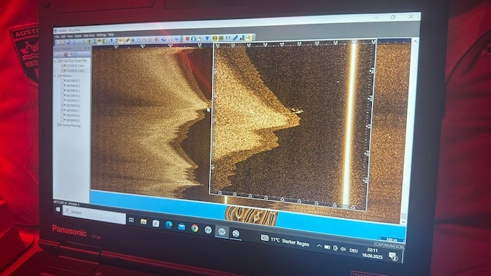 Biechl war am Wörthersee bei Maria Wörth im Sucheinsatz und bediente das Sonargerät via Laptop.