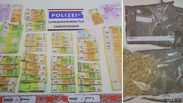 Sichergestelltes Bargeld und ein Teil der Drogen.