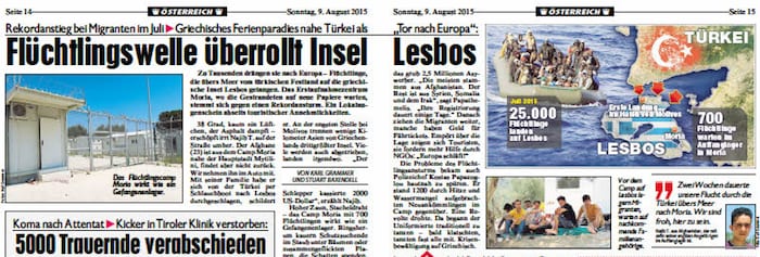 2015 begann die Flüchtlingswelle. 25.000 Migranten kamen allein im Juli von der Türkei nach ...