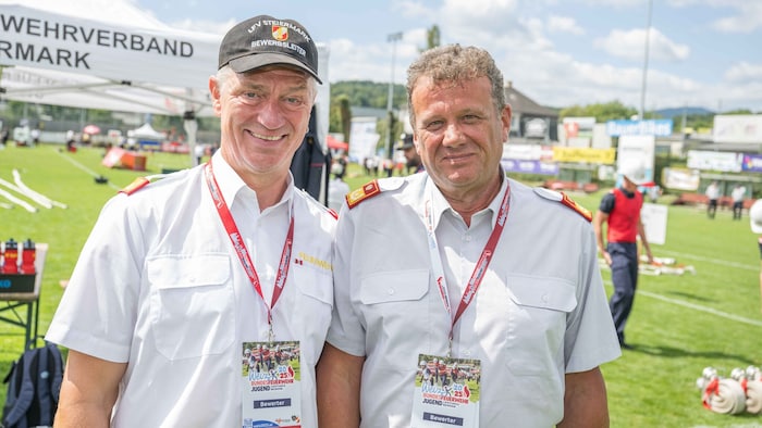 Der steirische Bewerbsleiter Johannes Matzhold (re.) und Manfred Eibler, Chef der ...