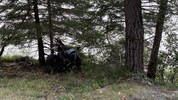 Eines der Bikes wurde von der Straße geschleudert.