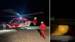 Vom Heli aus konnten die beiden Verstiegenen in der Nacht ausgemacht werden (kleines Bild).