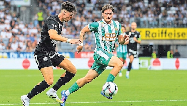 Max Johnston (li.) wird Sturm verlassen. Der Schotte steht vor dem Wechsel zu Derby County.