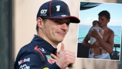 Max Verstappen kuschelt mit seiner Tochte Lily.