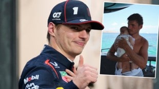 Max Verstappen kuschelt mit seiner Tochte Lily.