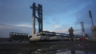 Die Rakete am Sonntag an der Startrampe im SpaceX-Zentrum Starbase am Golf von Mexiko