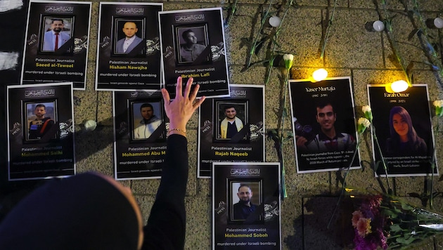 Gedenken an Journalisten, die von der israelischen Armee im Gazastreifen getötet wurden