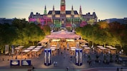 Das erste Bild des Eurovision Village am Rathausplatz