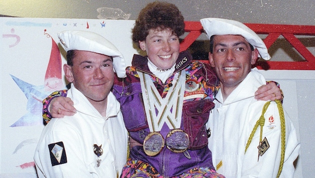 Petra Kronberger wurde nach Doppel-Gold 1992 auf Händen getragen.