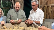 Frische Erdäpfel: Landwirt Markus Mayer und Bauernbund-Präsident Strasser testen die Ernte.