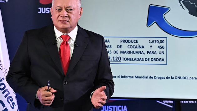 Venezuelas Innenminister Diosdado Cabello kündigte Maßnahmen an, um gegen den Kokainhandel an ...