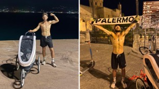 Mit seinem Wagerl schaffte es Julian Pichler von Wien bis nach Palermo.
