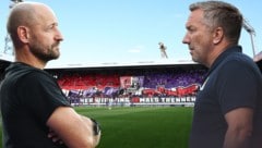 Stephan Helm (li.) steht kurz vor dem Aus. Ex-Veilchen-Coach Manfred Schmid (re.) könnte für die ...