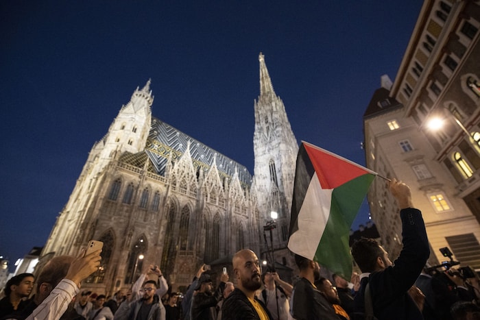 Sogenannte Pro-Palästina-Demonstranten vor dem Stephansdom