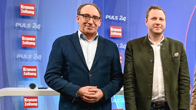 Bild von einer „Krone“-Wahlrunde: FPÖ-General Michael Schnedlitz (rechts) will die Vorgänge im ...