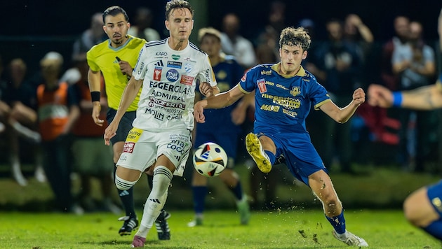 Lukas Fridrikas (l.) und Hartberg erlebten eine lange Cup-Nacht in Velden.