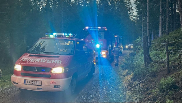 Die nach einem Blitzschlag alamierte Feuerwehr Tamsweg.