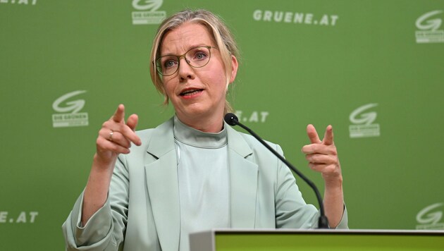Leonore Gewessler (Grüne) geht mit der Regierung hart ins Gericht.