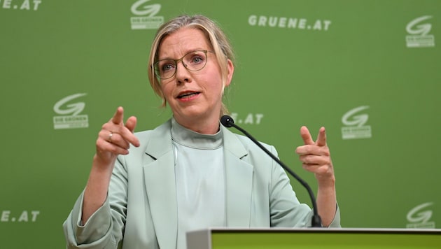 Leonore Gewessler (Grüne) geht mit der Regierung hart ins Gericht.
