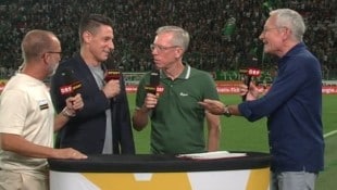 Trainer Peter Stöger im ORF-Gespräch mit Roman Mählich, Helge Payer und Rainer Pariasek.