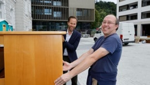Am Campus Borromäum: Martin Kalss und Martin Fischer packen an.