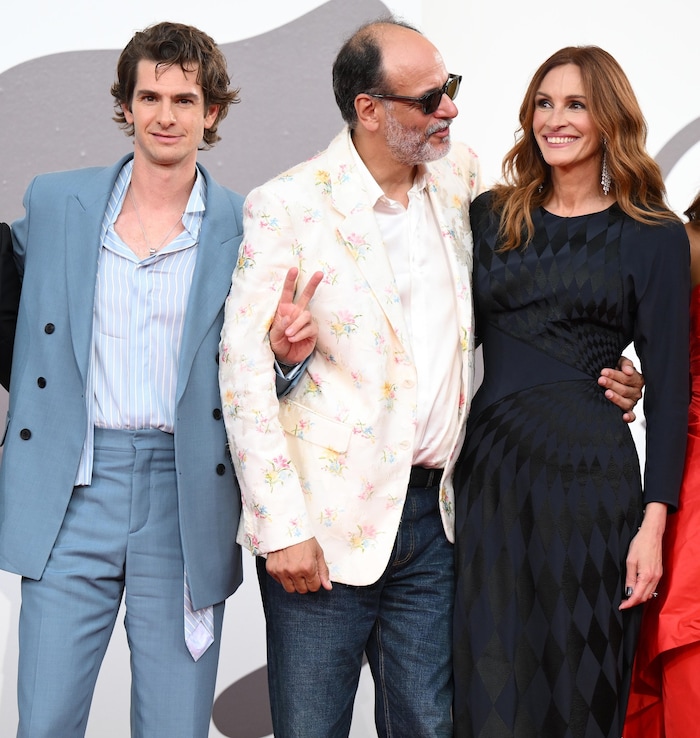 Andrew Garfield, Luca Guadagnino und Julia Roberts