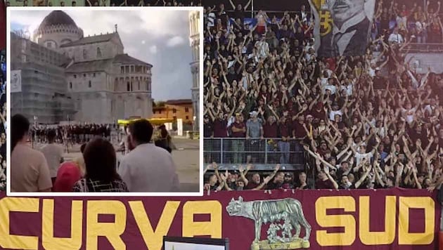 „Duce“-Rufe in Pisa – einige Roma-Anhänger bekleckerten sich nicht mit Ruhm.