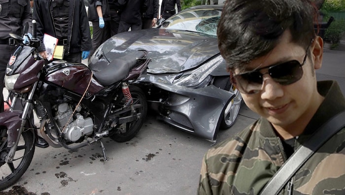 Der Milliardärssohn soll mit seinem Ferrari den Motorradpolizisten mehr als 200 Meter ...