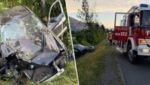 Feuerwehr, Rettung und Polizei waren vor Ort. Der BMW wurde komplett demoliert.