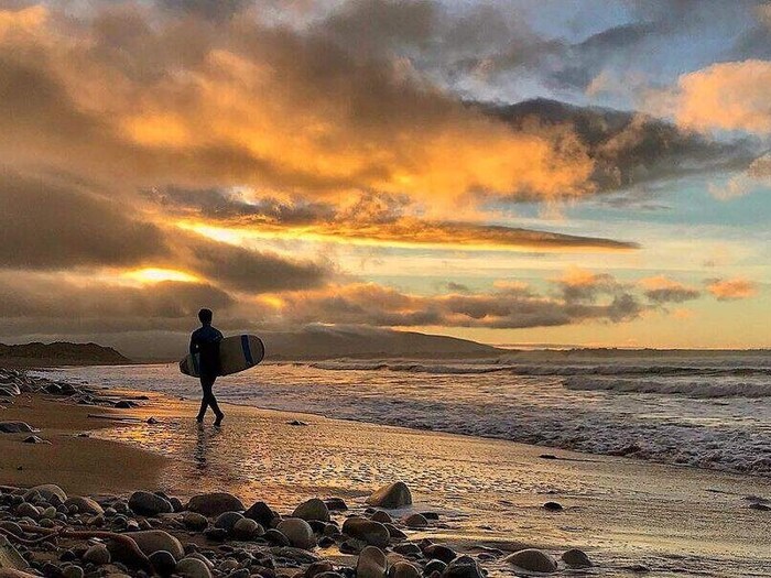 Surfer surfing, Strandhill beach, Co Sligo