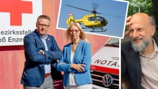 Ortschef Nagl und Amtskollegin Obereigner-Sivec (links) protestieren gegen die Schließung des ...