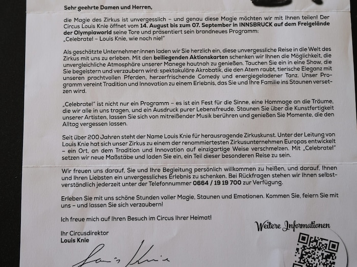 Die Freikarten werden samt Brief verschickt. Nirgends steht geschrieben, dass das Angebot nur ...
